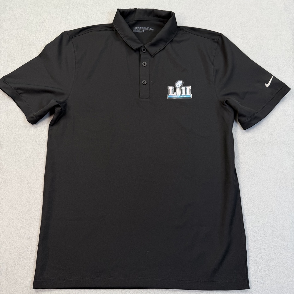 Super Bowl LII Shirt Mens Small Black NFL Football Nike Golf Dri-FIT Polo